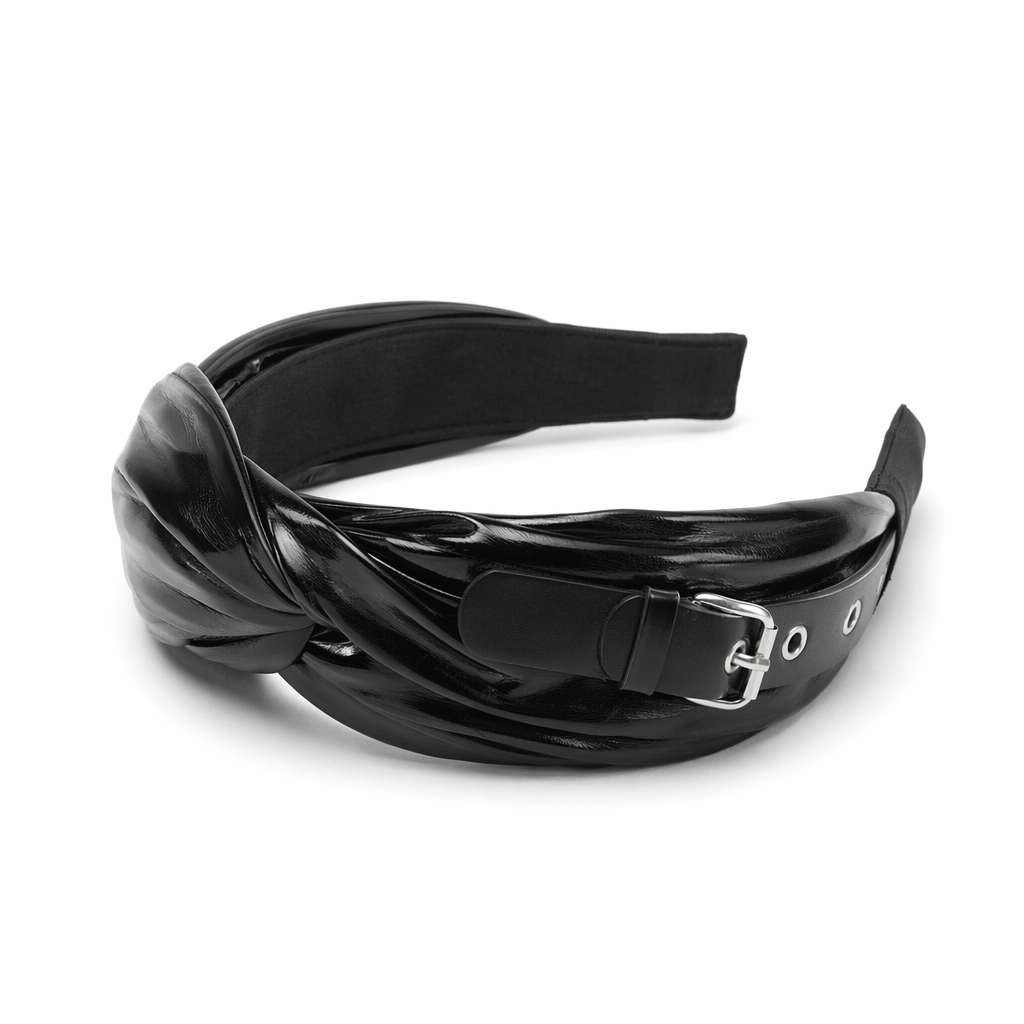 Faux Leather Hair Band - Black Default Title