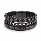 "Silver Heart Goth Chain Bracelet" BR5558A black