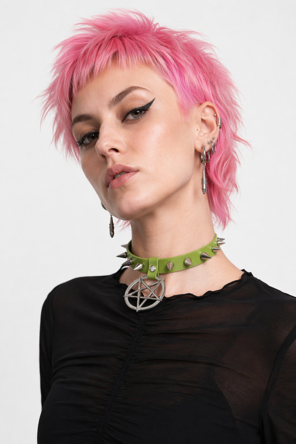 Alt Gothic Spike Choker - Darkest Depths green