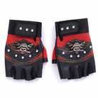 Black/Blue Studded Leather Gloves Red