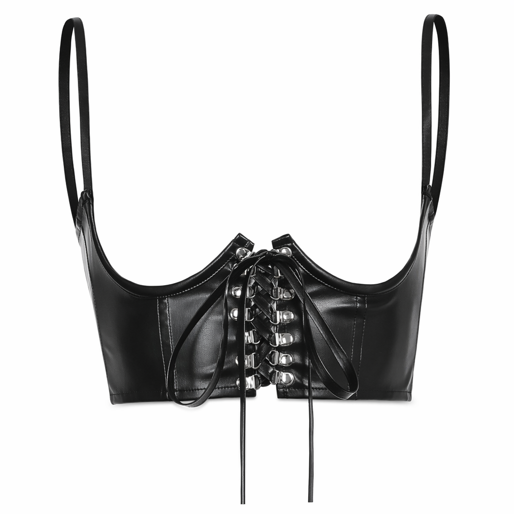 Black or Red Lace-Up Corset Belt Black 1