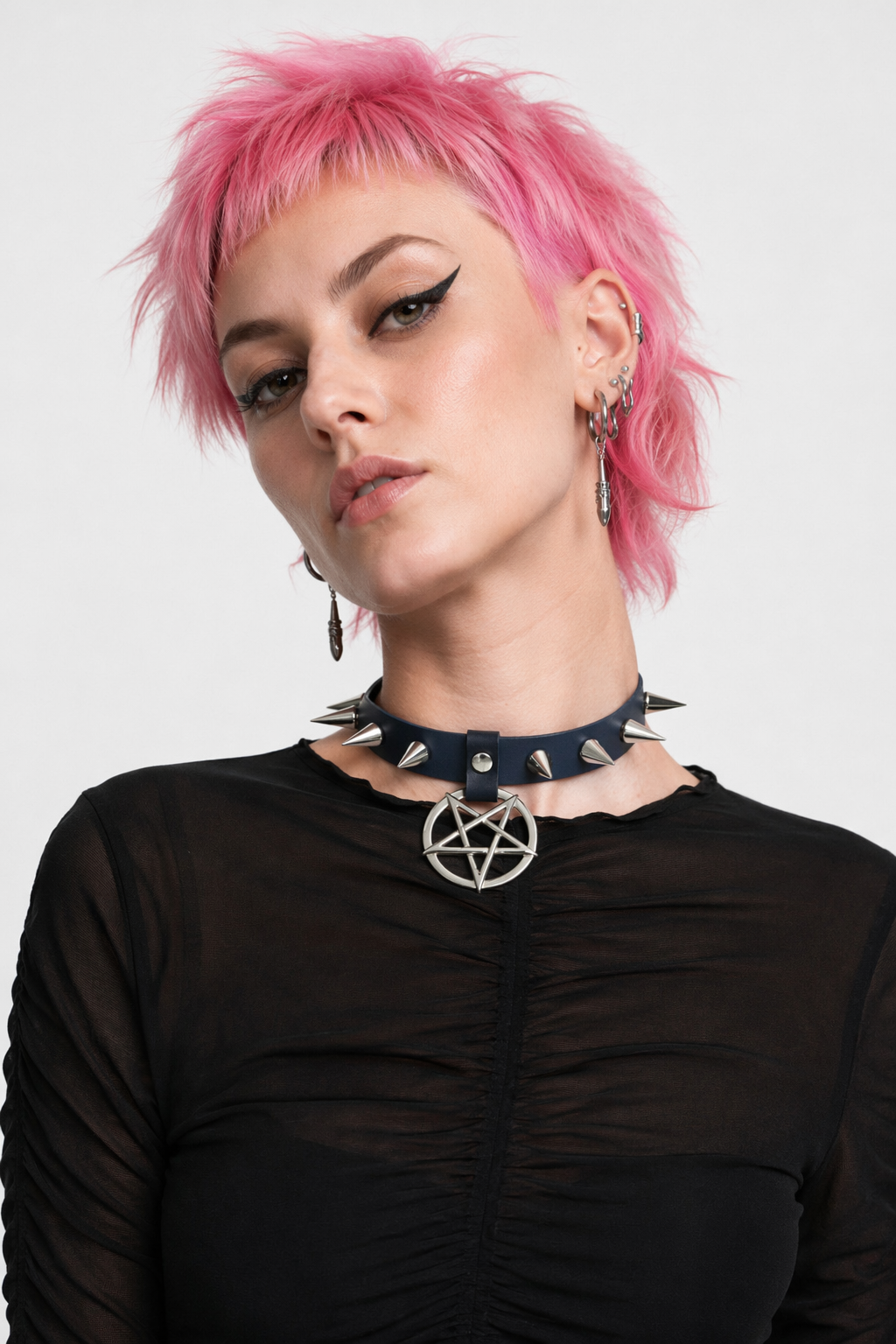 Alt Gothic Spike Choker - Darkest Depths navy