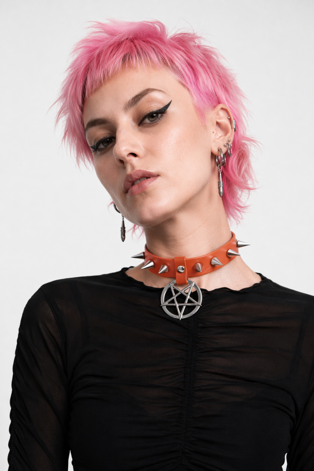 Alt Gothic Spike Choker - Darkest Depths orange
