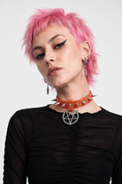 Alt Gothic Spike Choker - Darkest Depths orange
