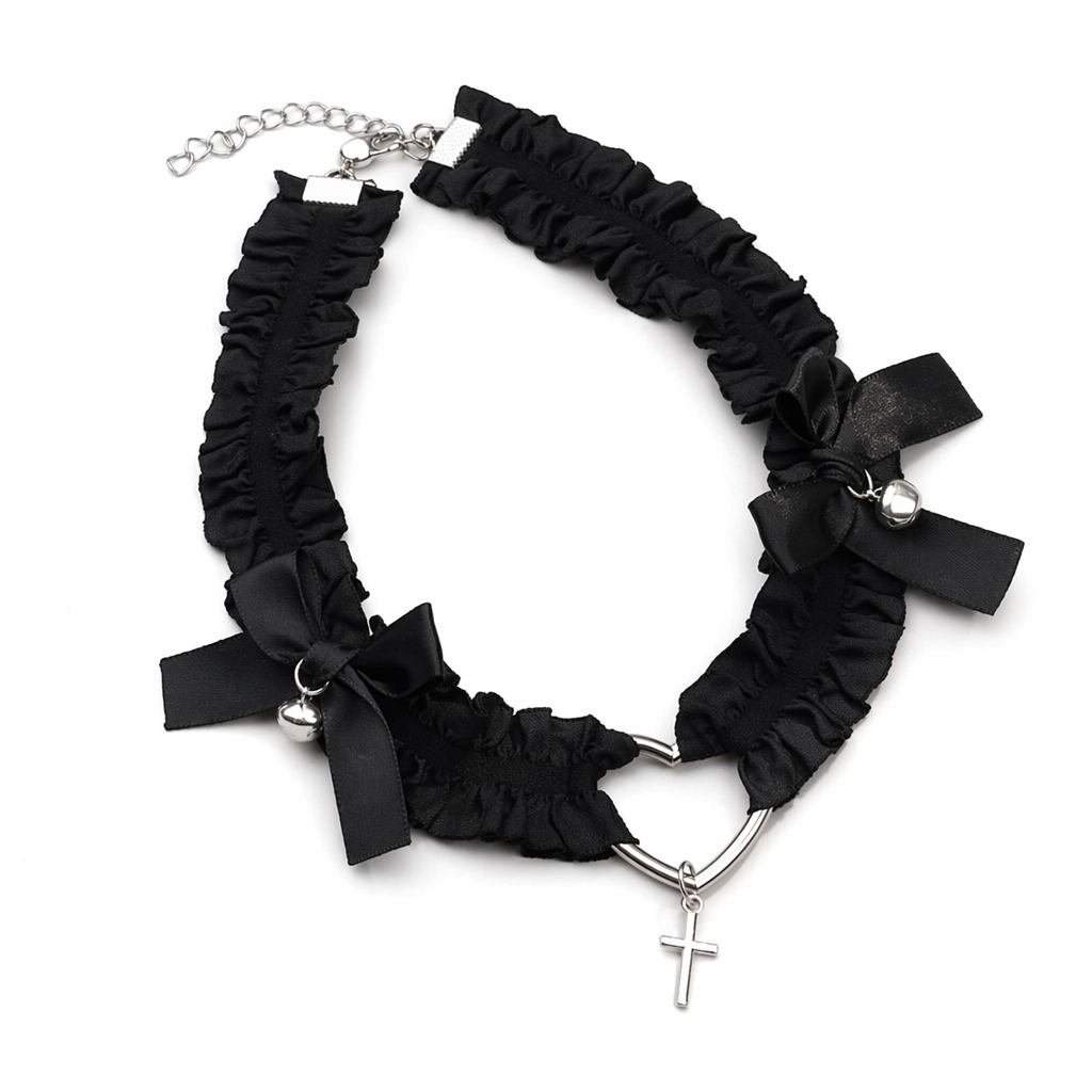 "Heart Lace Leg Garter - Black" A01