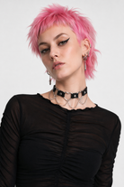 Faux Leather Heart Chain Choker' black