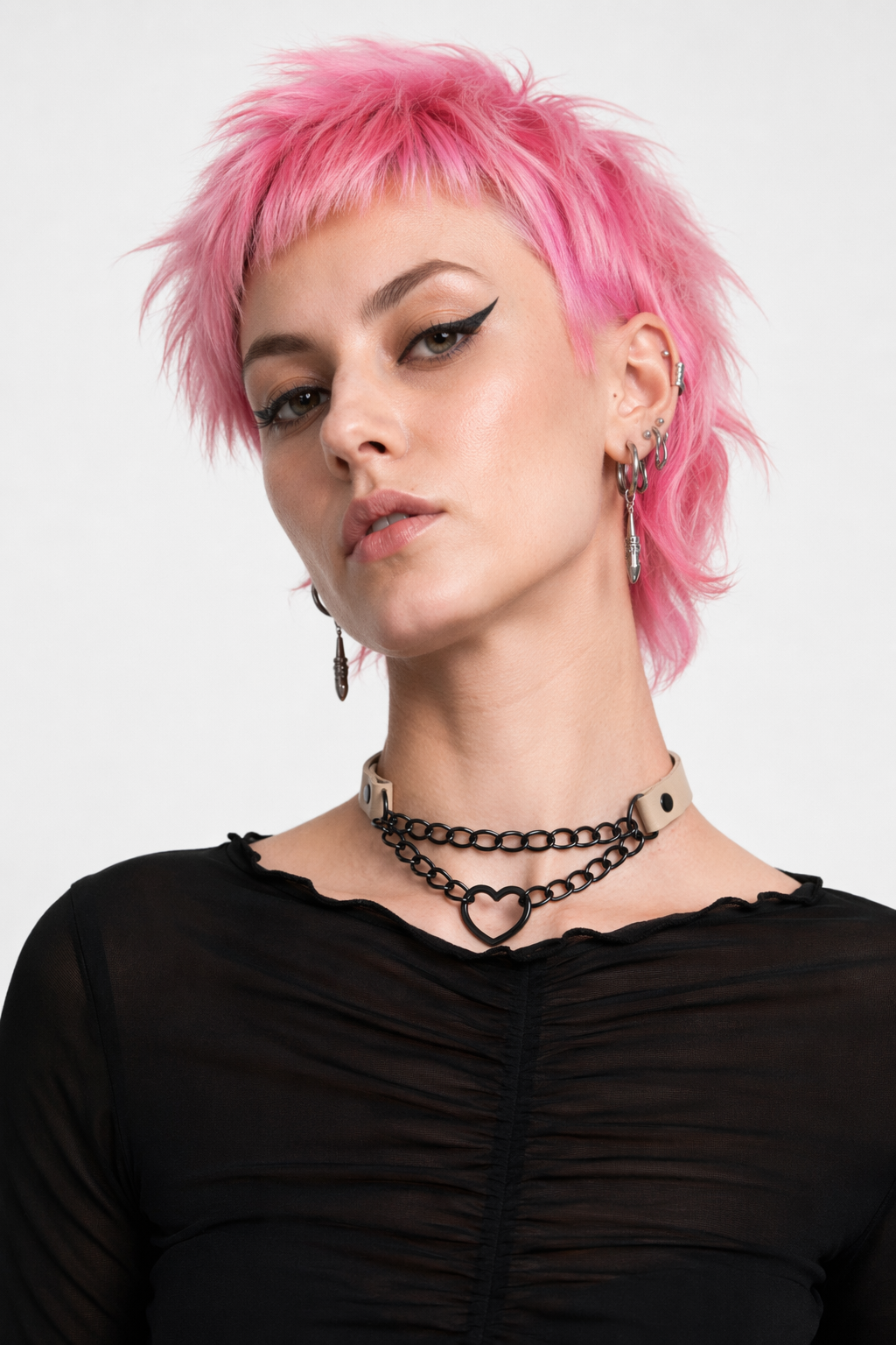 Black Goth Heart Choker - 16 Colors Nude