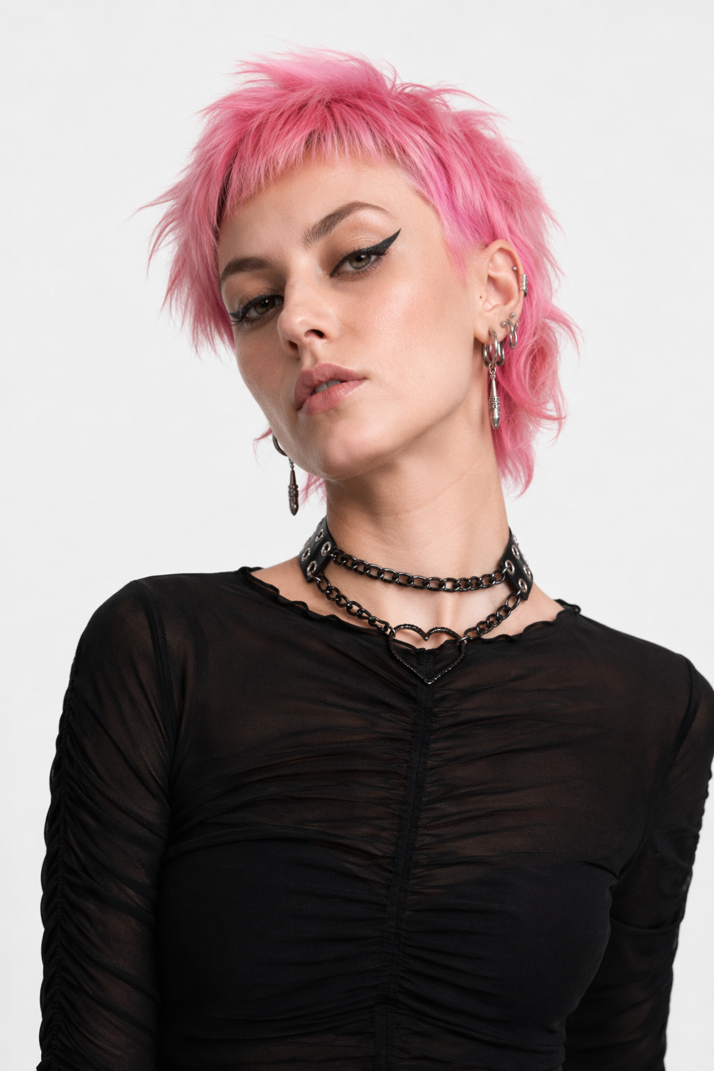 Black Heart Chain Leather Choker Default Title