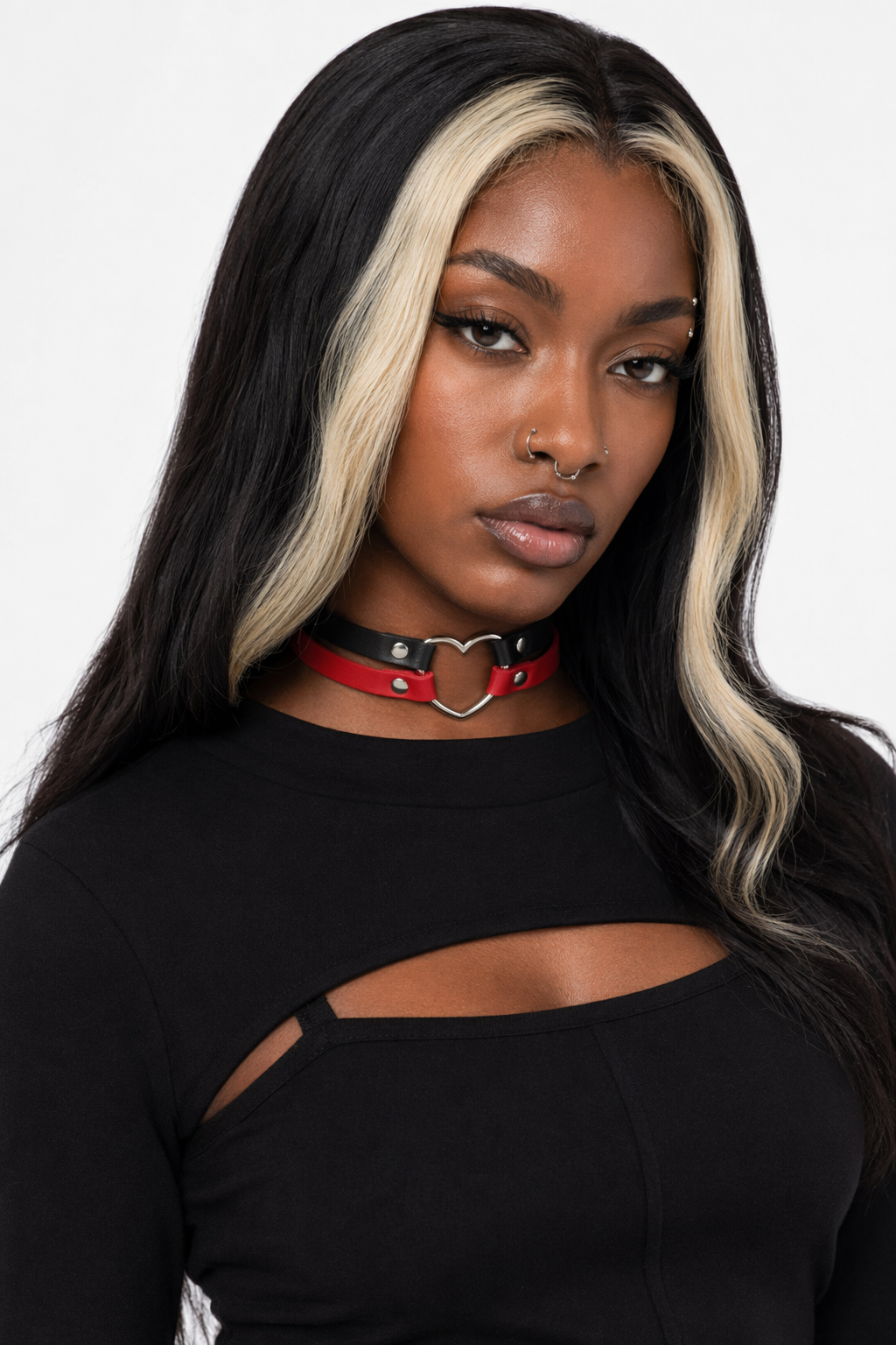 5 Variations of Goth Choker Red black heart