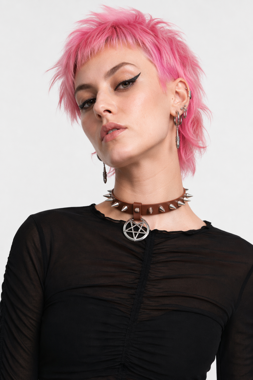 Alt Gothic Spike Choker - Darkest Depths brown