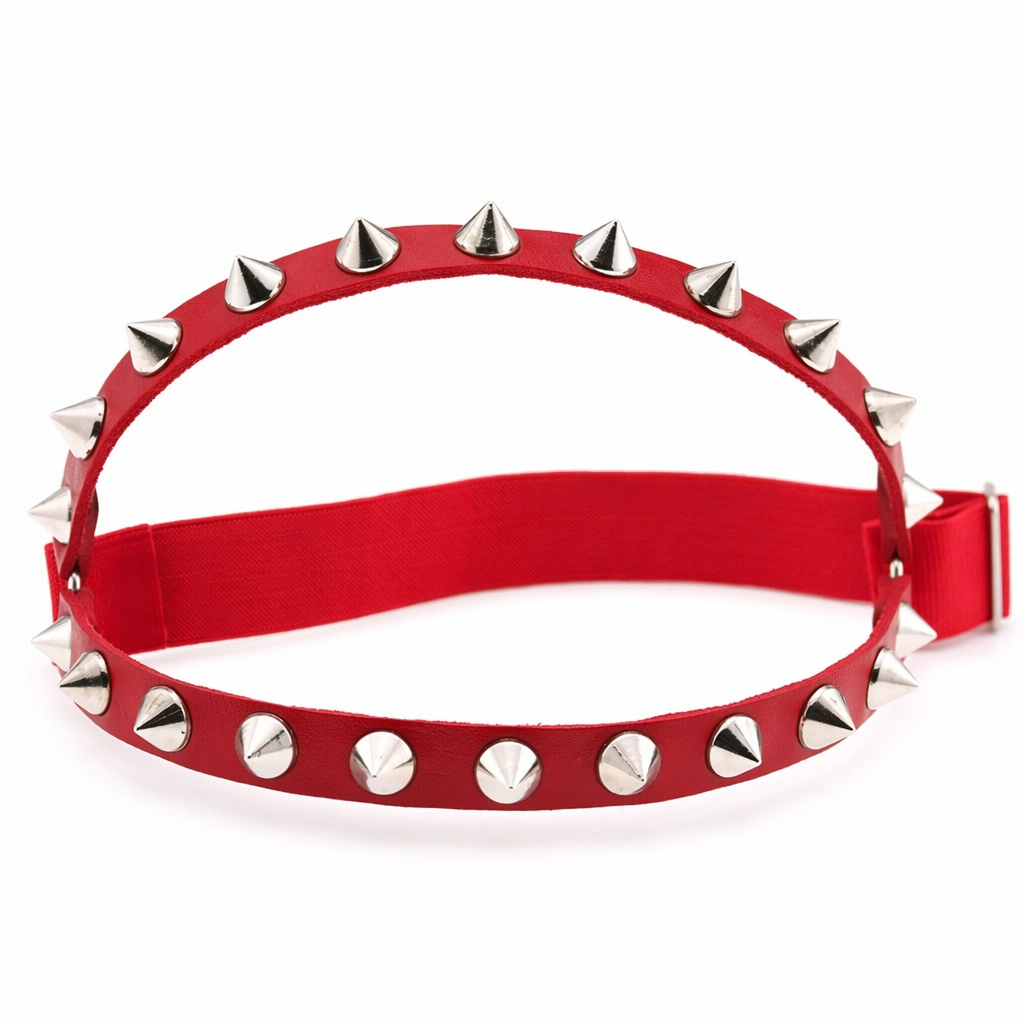 "Spike Garter Leg Harness - Edgy" Red