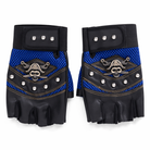 Black/Blue Studded Leather Gloves Blue