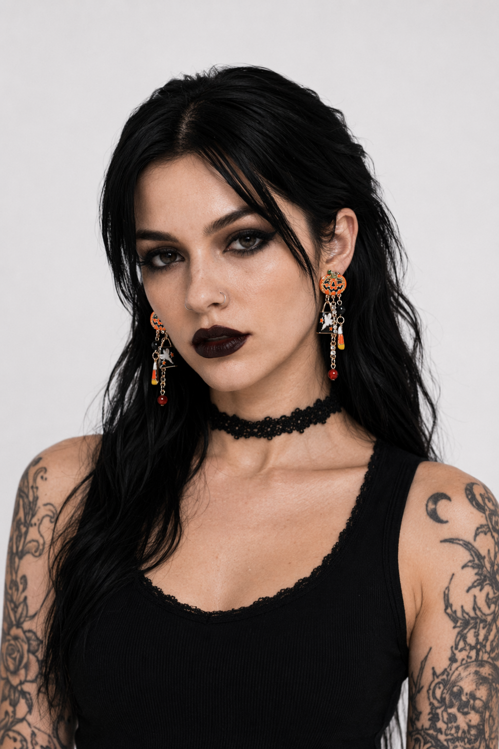 Spooky Pumpkin Tassel Earrings Default Title