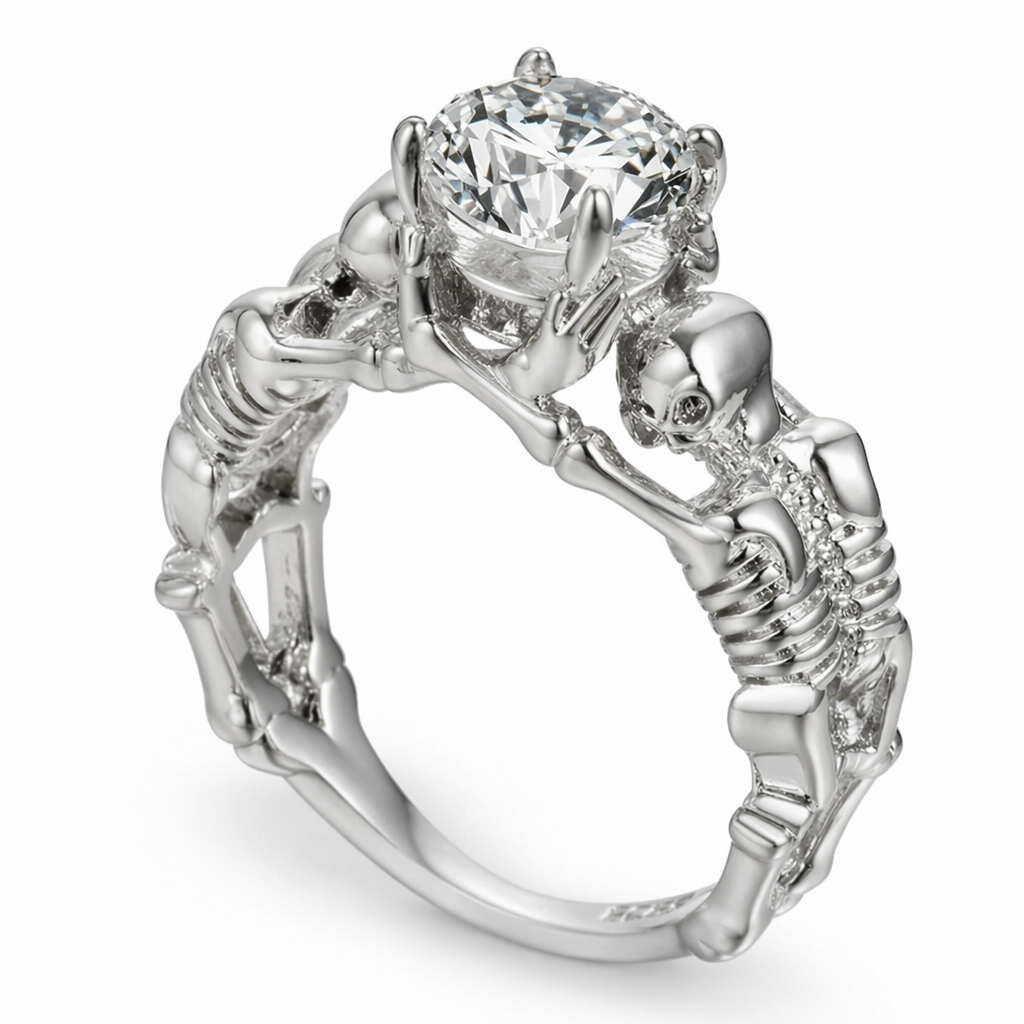 Silver Clear Stone Duo Ring 6