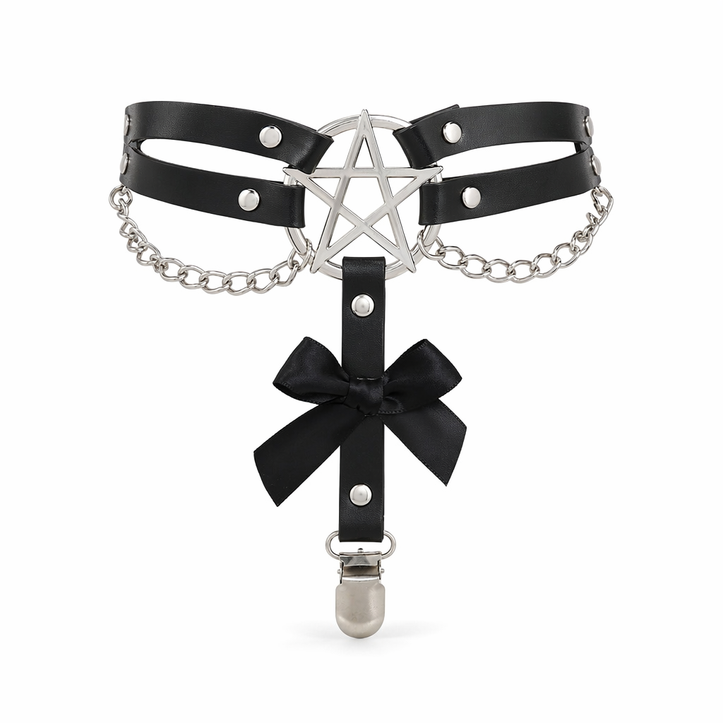 Black PU Leather Bow Harness Garter belt 1pcs