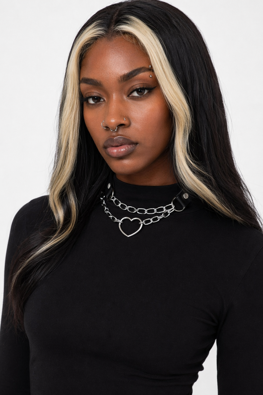 "Black Goth Heart Chain Choker" Default Title