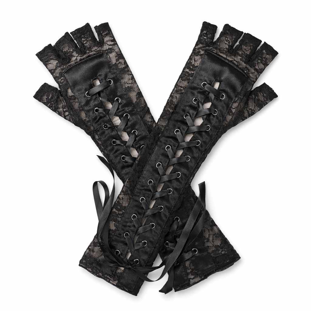 "Dark Lace Goth Gloves" Default Title