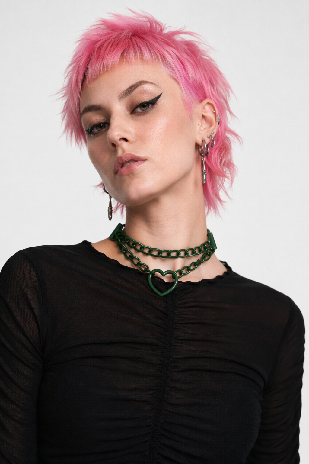 Black Goth Heart Choker - 16 Colors Green