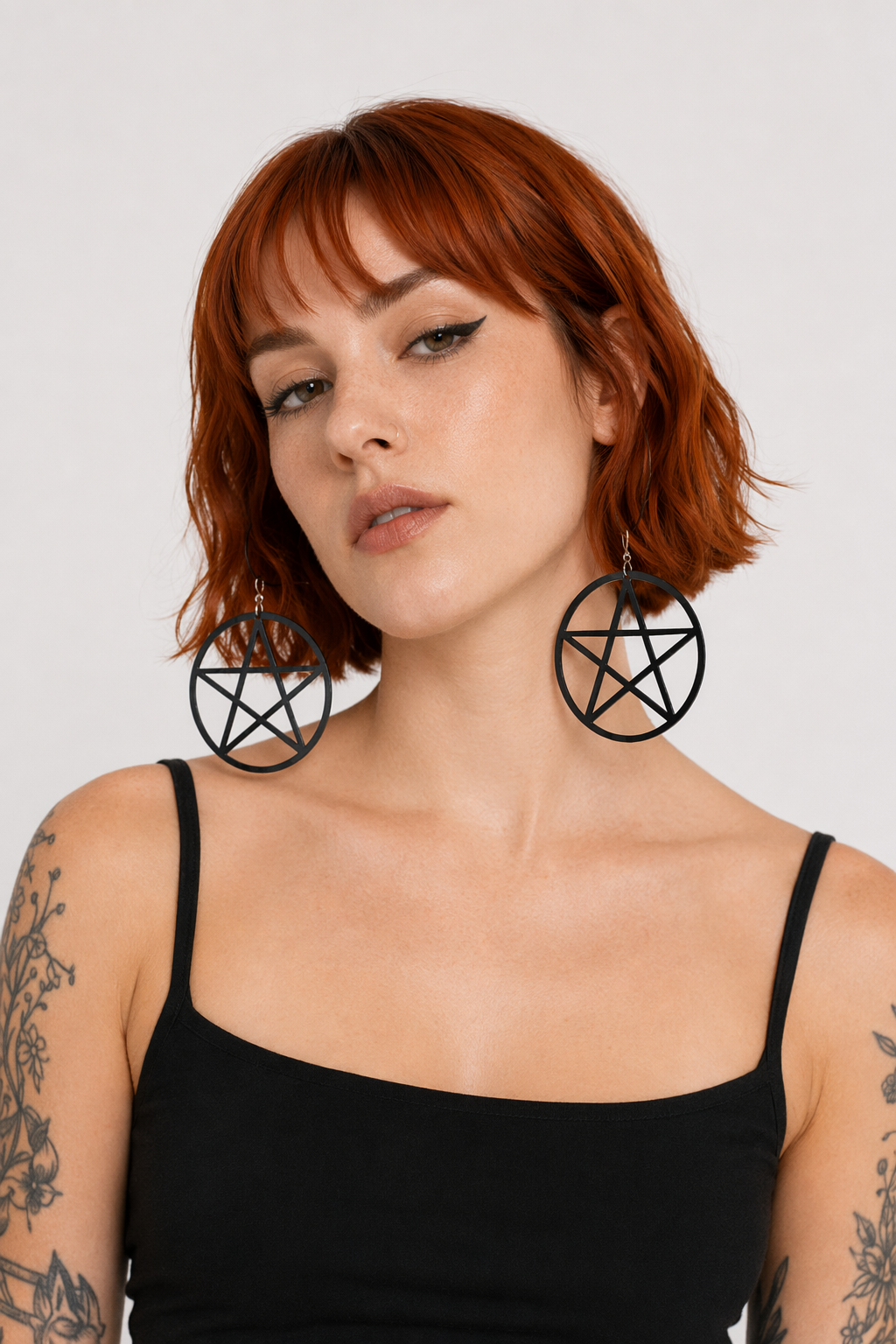 Large Black Pentagram Earrings Default Title