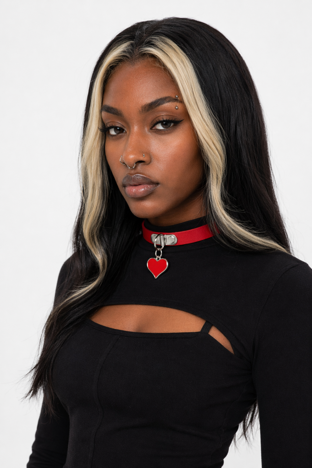 5 Variations of Goth Choker Red hanging heart