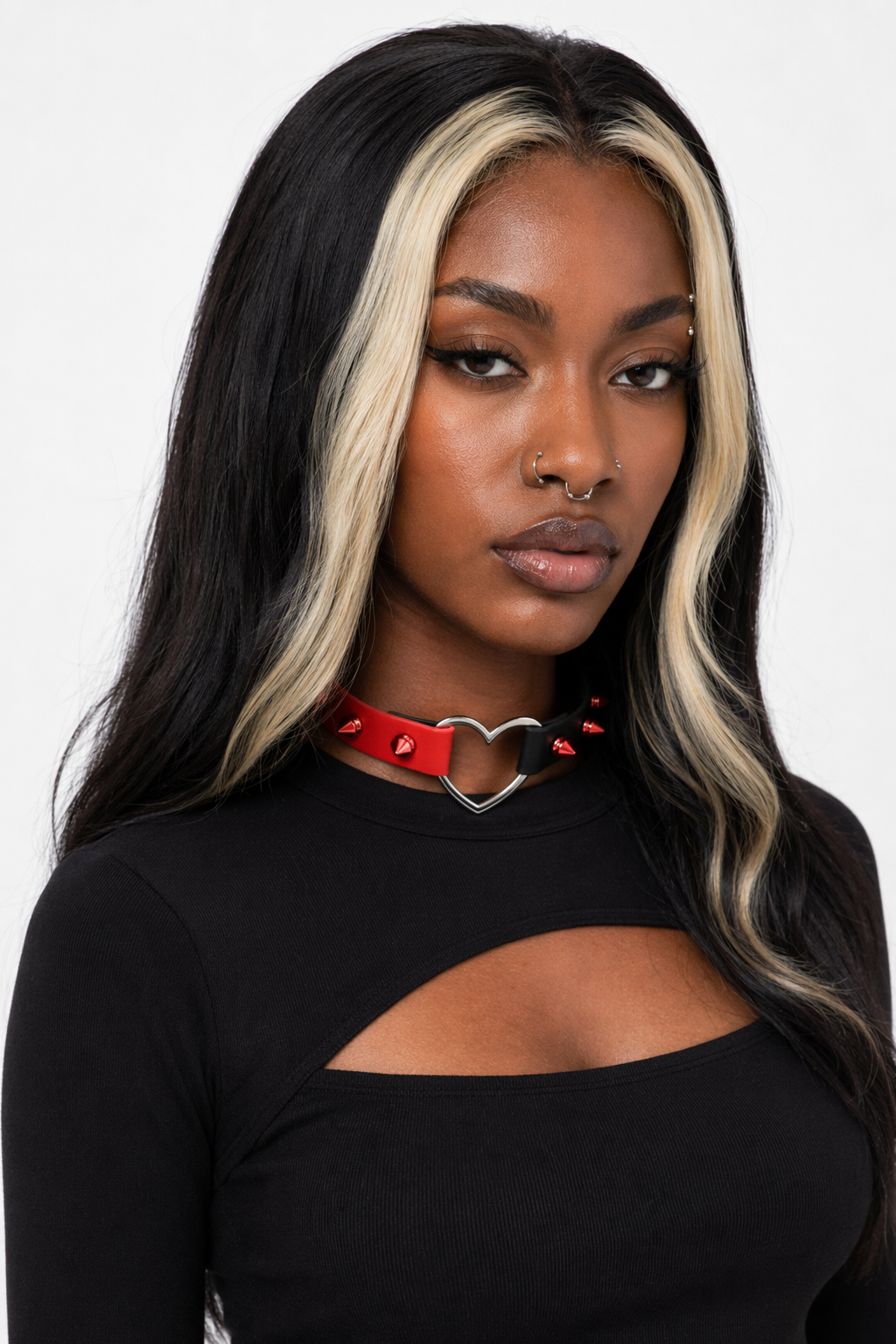 5 Variations of Goth Choker Red black heart spikes