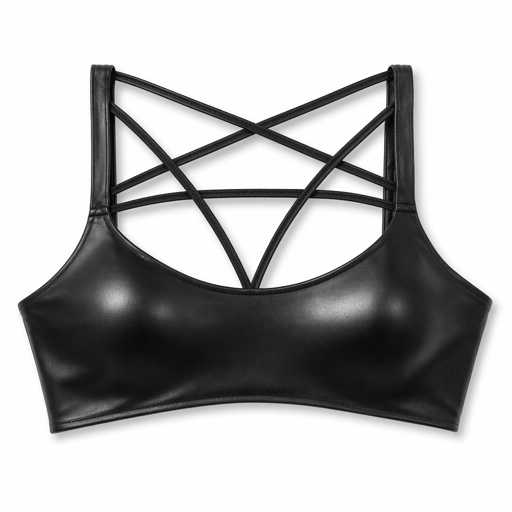 Seductively Sleek Leather Crop Bra S