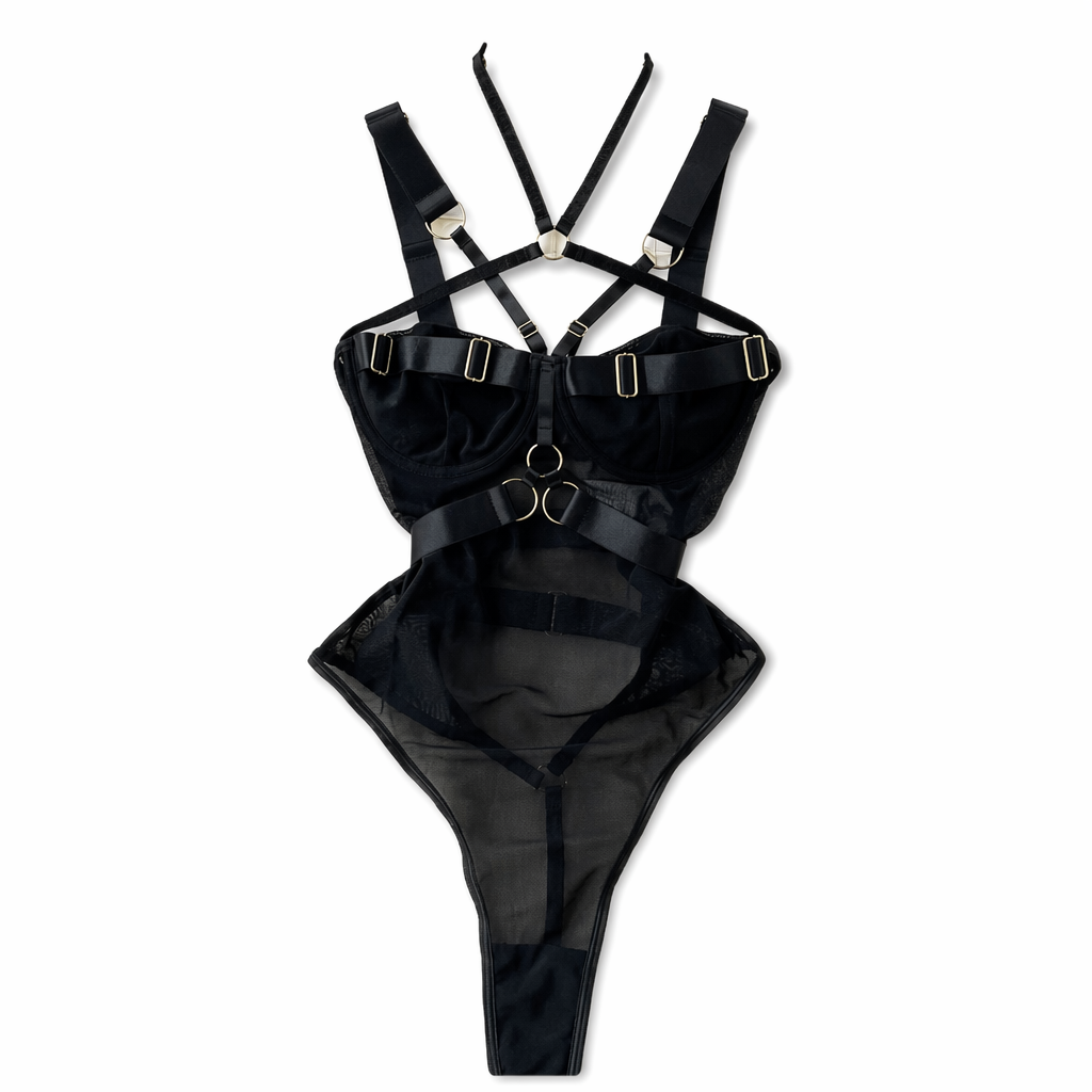 Alt Goth Black Bodysuit Black
