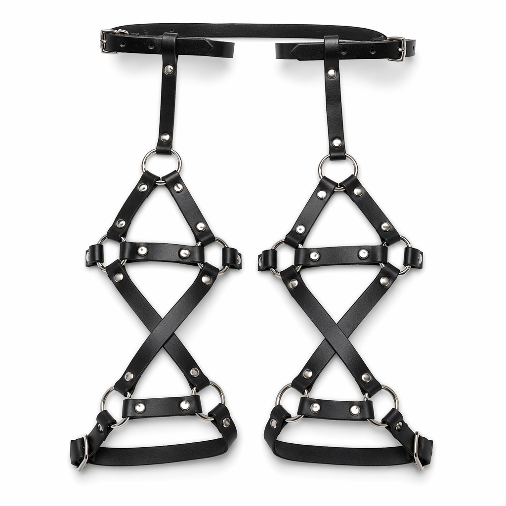 Enchanted' Faux Leather Leg Straps Black