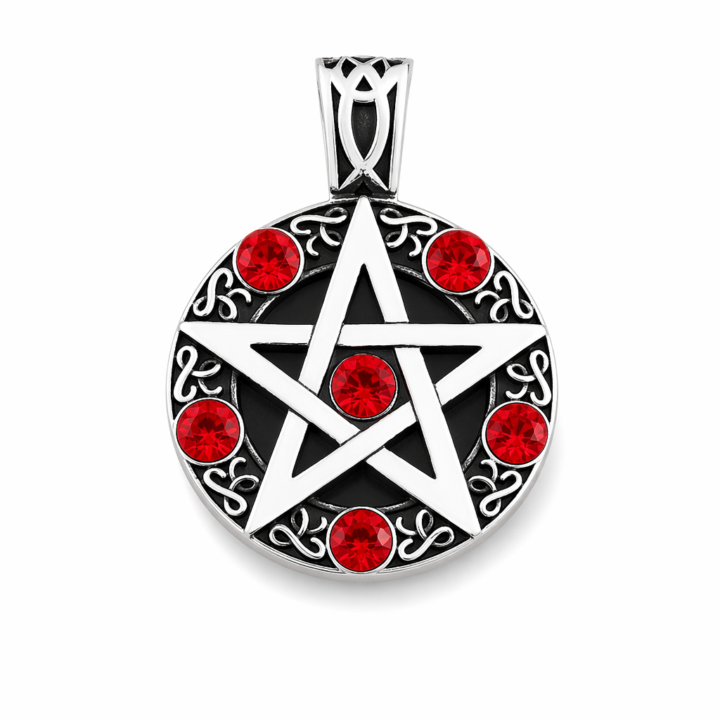 Pentagram Stone Pendant Necklace BP8-003red