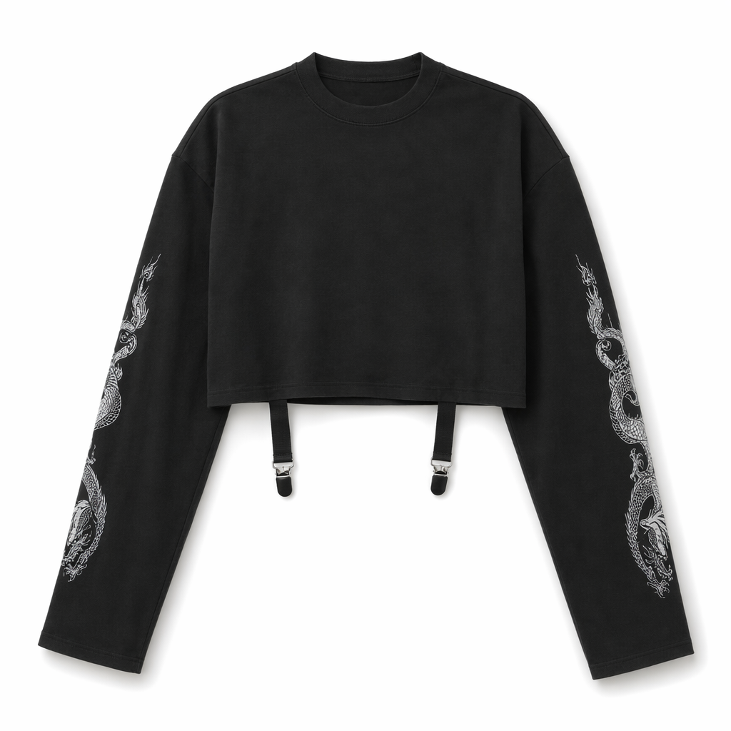 Black Grunge Dragon Sweatshirt Black