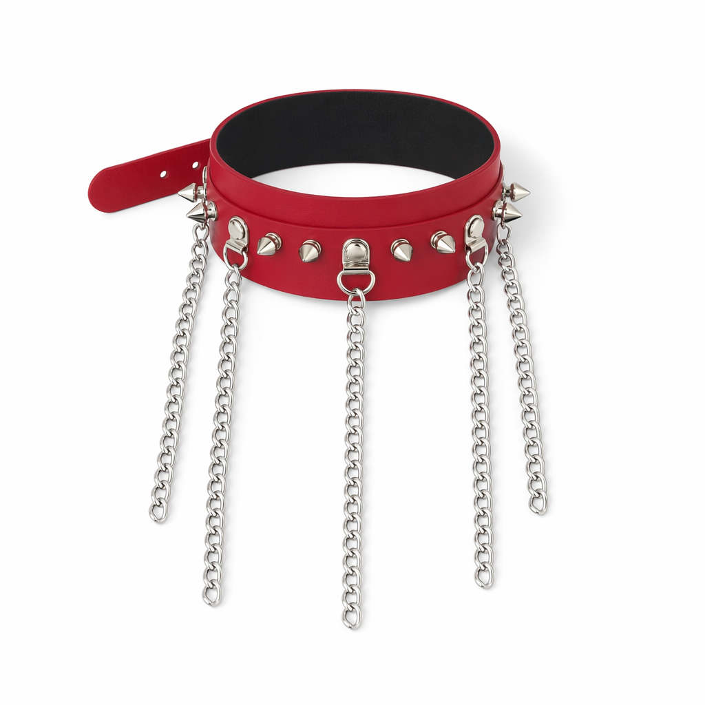 "Chic Black Chain Necklace" red