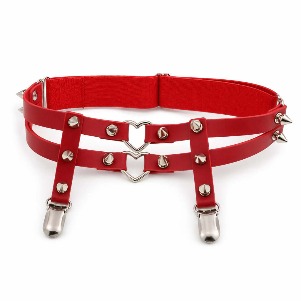 Heart Spike Garter red
