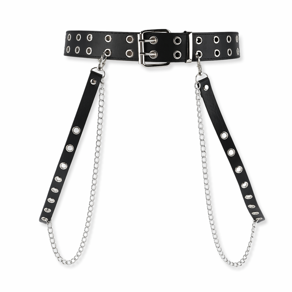 Savage Black Goth Leather Belt Default Title