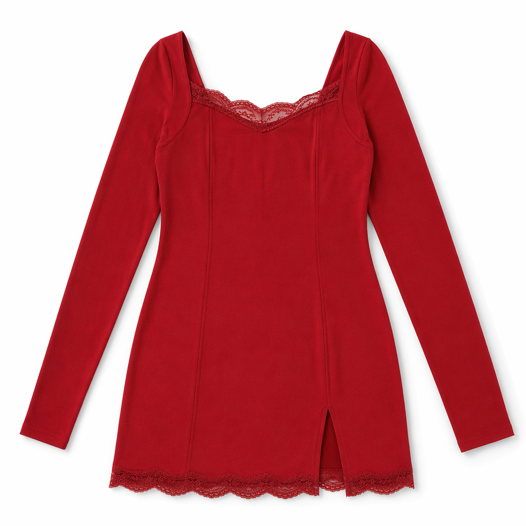 Liar's Casual Split Dress' Red