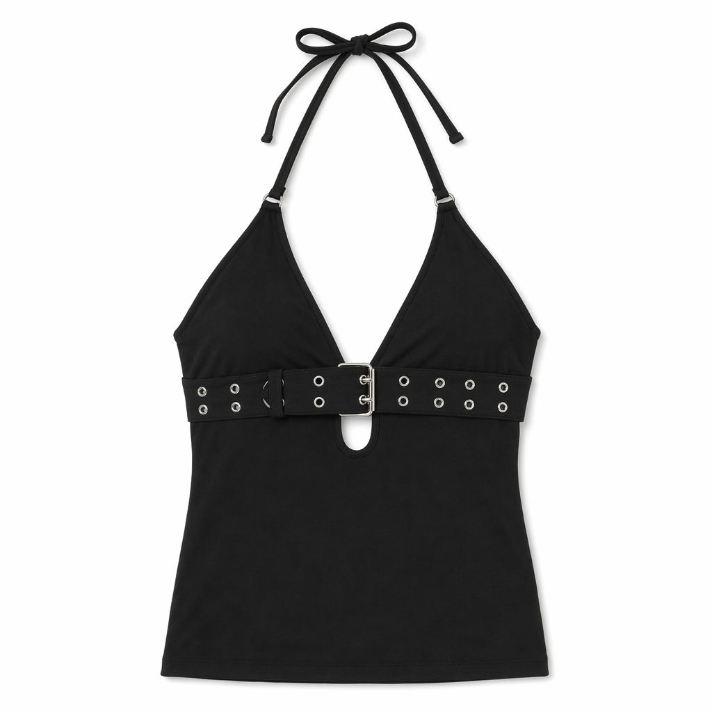 Black Shadow Buckle Top Black