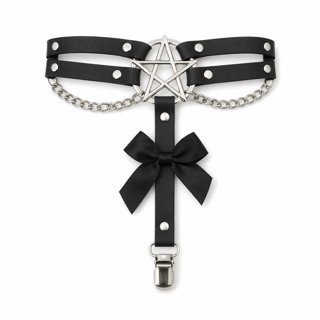 Black PU Leather Bow Harness Garter belt 1pcs