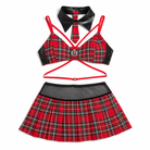 Red Plaid Skirt Set Red