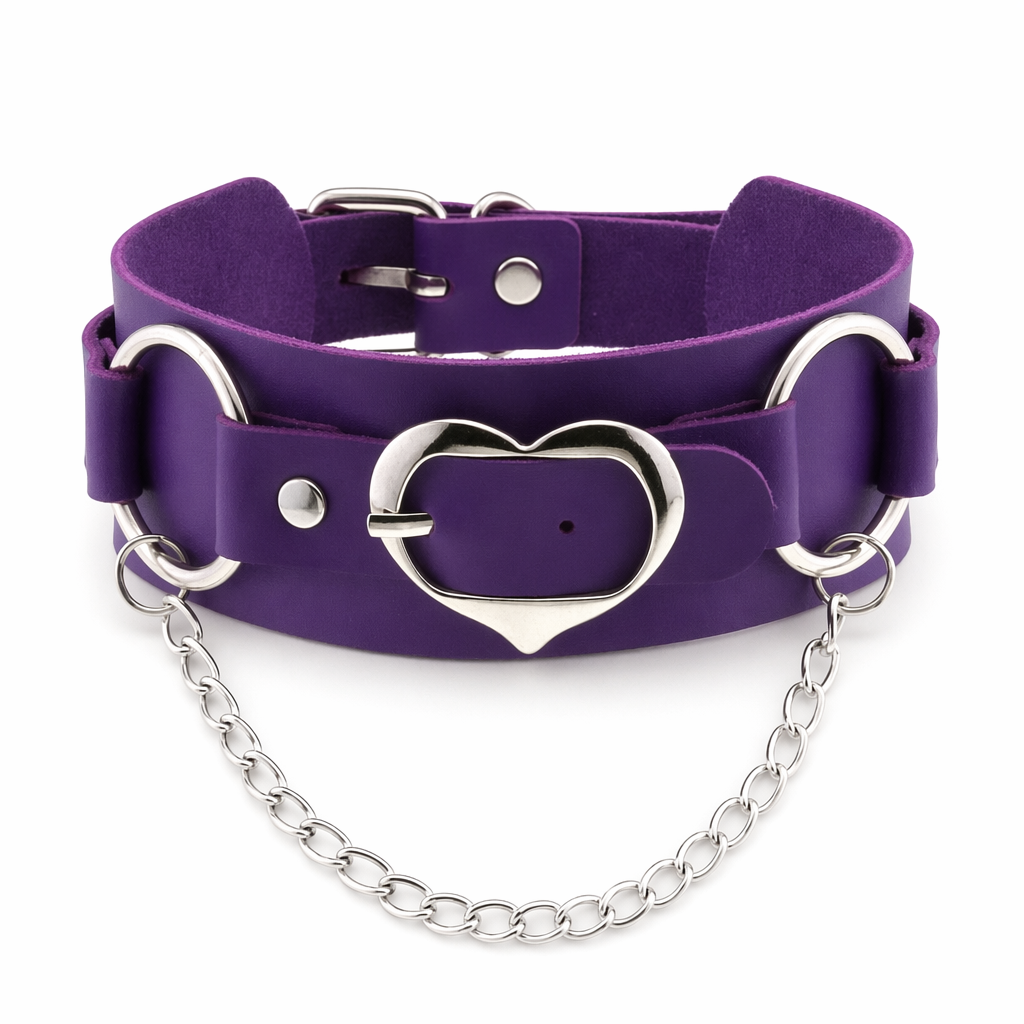 Heart Buckle Choker purple