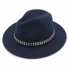 "Black Stud Fedora Hat" Dark Blue