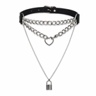 Destiny' Black Goth Padlock Heart Chain Choker Default Title