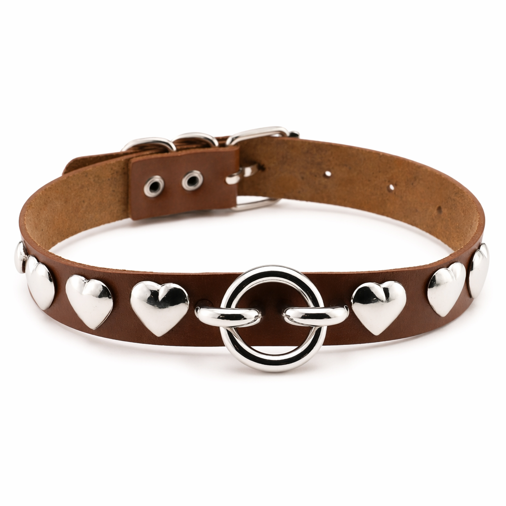 Colorful Heart Choker Brown