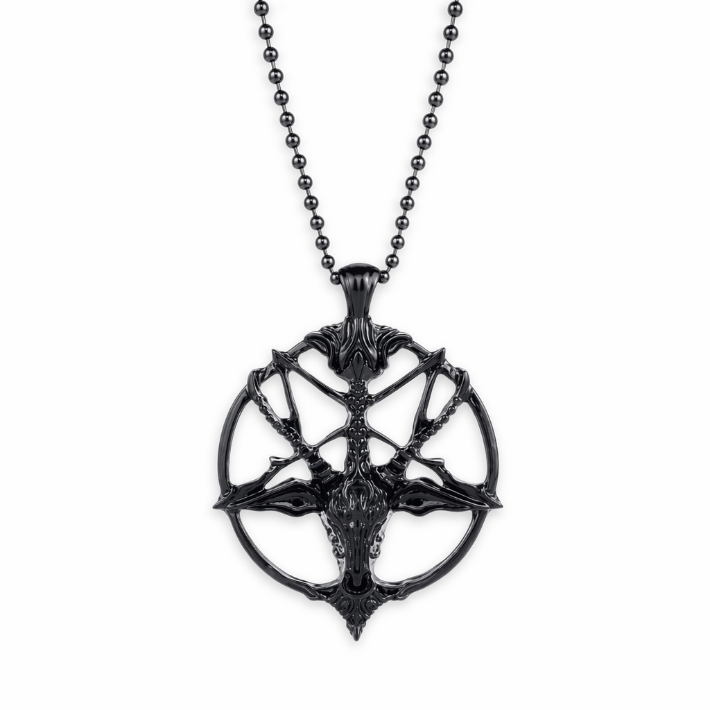 Goat Pentagram Necklace Style 1 Black