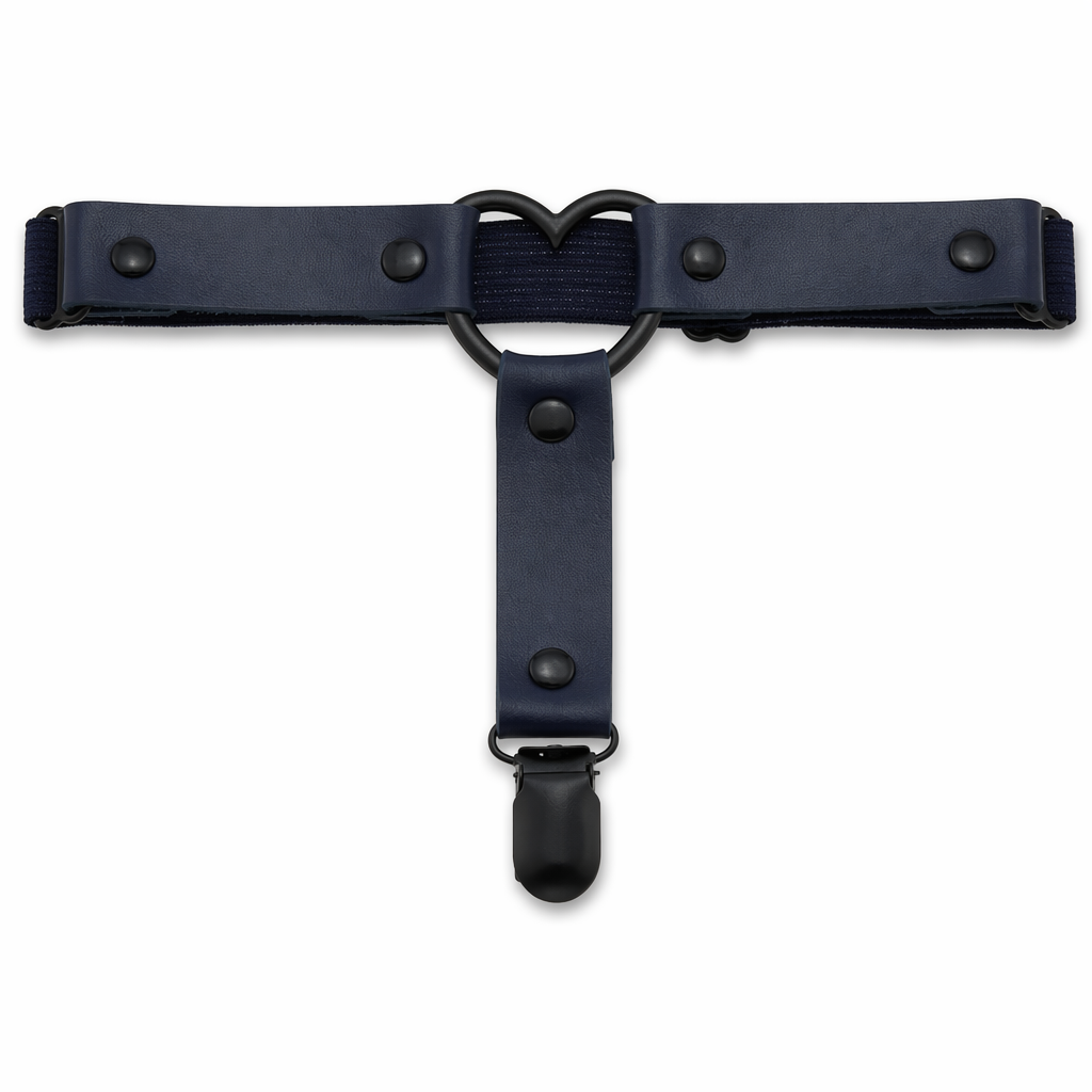 Gothic Leather Leg Garter navy