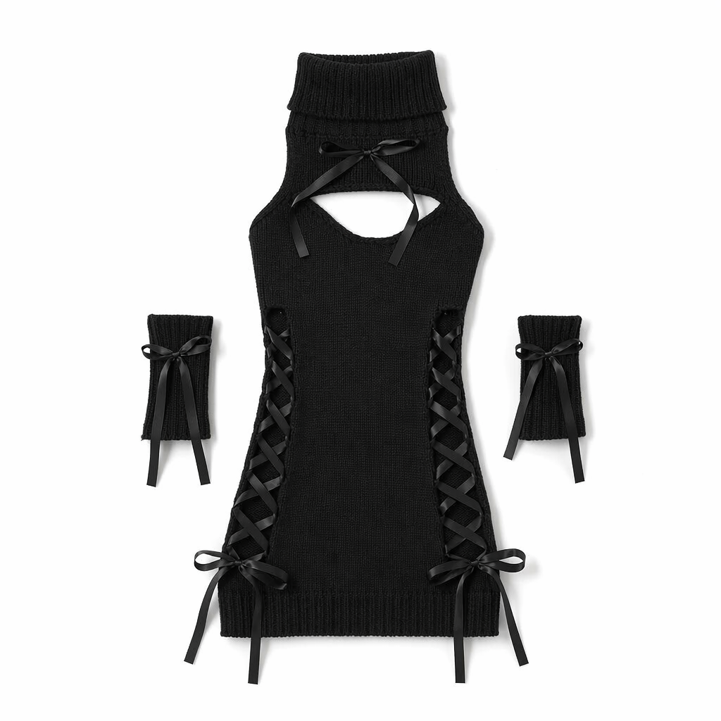 Lolita Grunge Turtleneck Dress Black