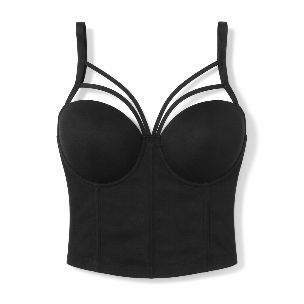 Bella' Black Gothic Cami Crop Top black