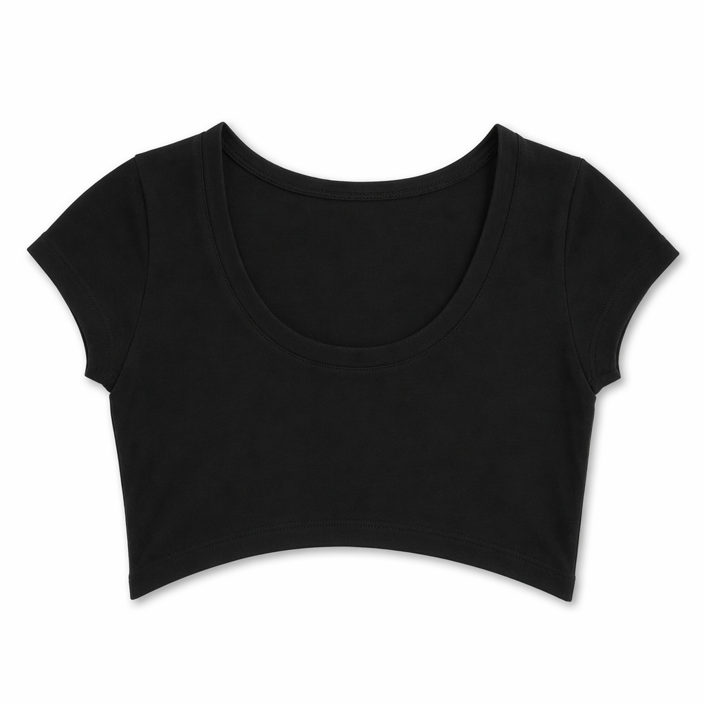 "Jet Black Crop Top" black