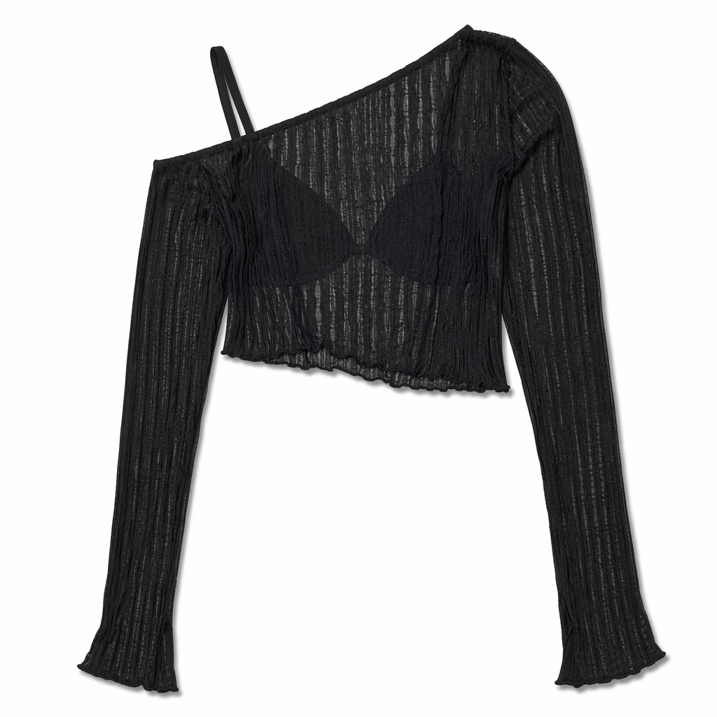 Black Grunge Crop Top Black