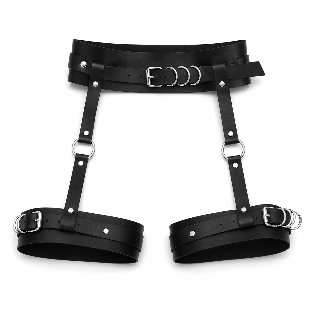 Black Gothic Faux Leather Suspenders YZ-003
