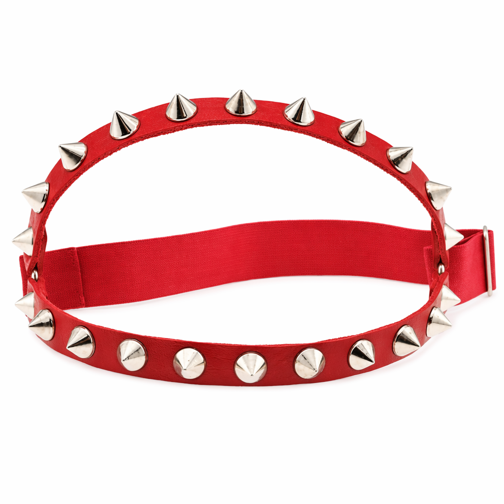"Spike Garter Leg Harness - Edgy" Red
