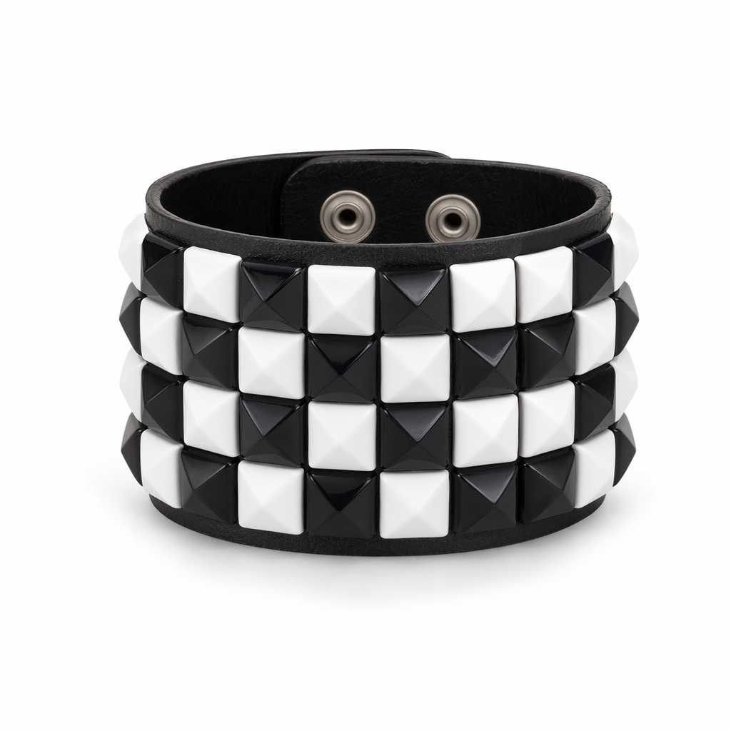 Studded PU Bracelet white black